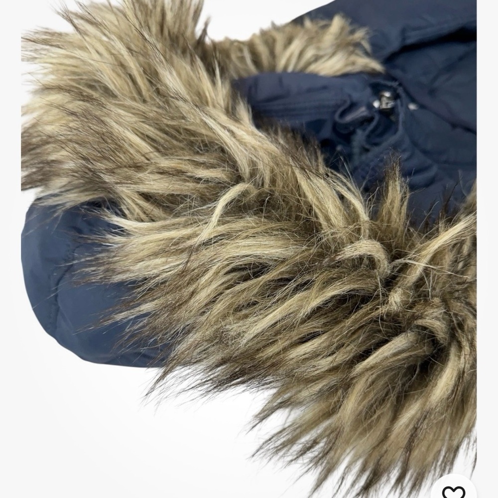 Abercrombie & Fitch Navy Puffer Coat with Faux Fur Trim - Picture 3 of 4